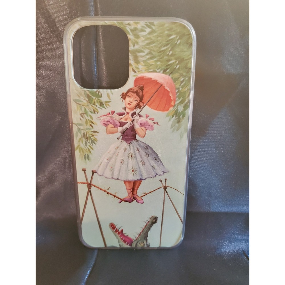 Unique iPhone Pro/Pro Max Case Artistic Whimsical Girl‎ with Umbrella Crocodile